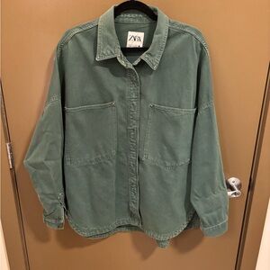 Zara Forest Green Casual Shirt
